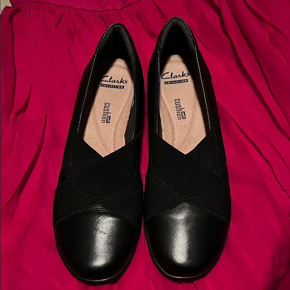 Clarks Women's Black Shoes with Cushioned Insole